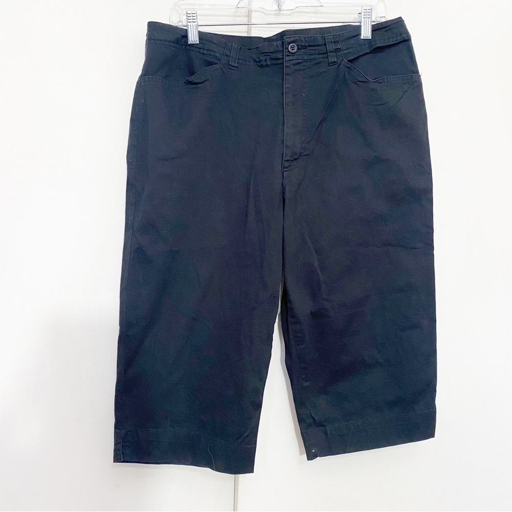 WHITE STAG fly front two front pockets woven cotton black Capri pants 16